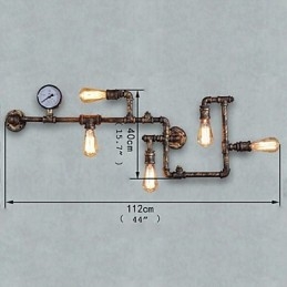 Applique da parete industriale Loft con 5 lampadine Edison vintage, stile tubolare