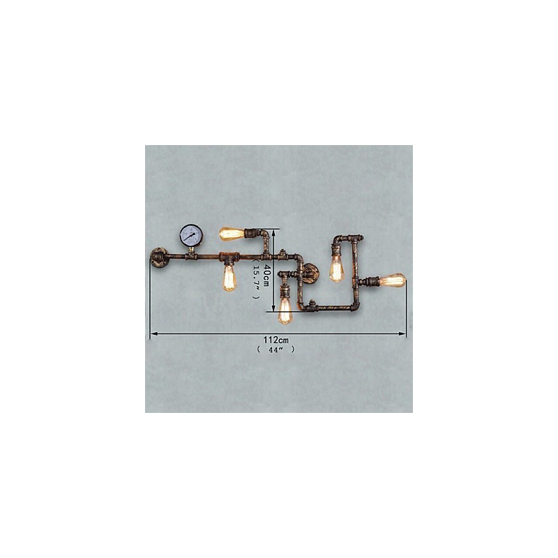 Applique da parete industriale Loft con 5 lampadine Edison vintage, stile tubolare