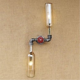 Applique da parete in ottone stile rustico/lodge con luce ambientale, ambra