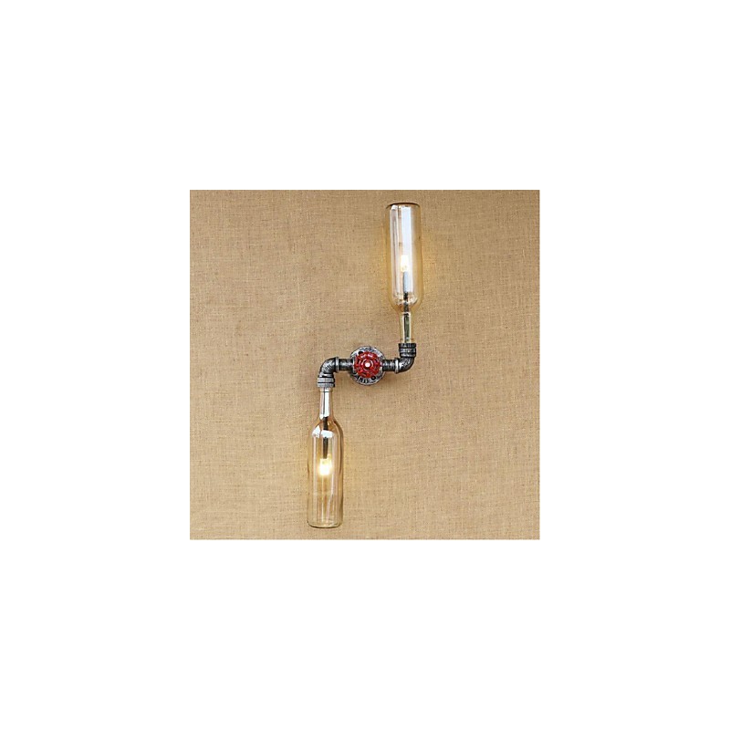 Applique da parete in ottone stile rustico/lodge con luce ambientale, ambra