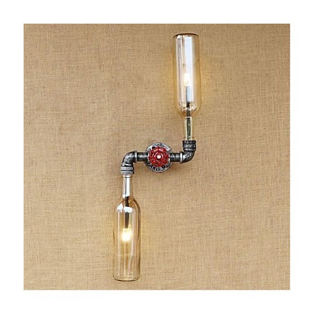 Applique da parete in ottone stile rustico/lodge con luce ambientale, ambra