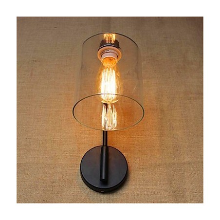 Applique da parete rustica in ossido nero con braccio oscillante e lampadina E26/E27