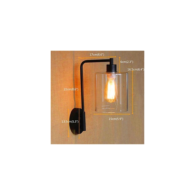 Applique da parete rustica in ossido nero con braccio oscillante e lampadina E26/E27