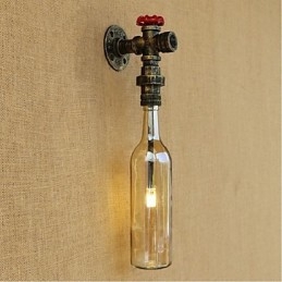 Applique da parete con interruttore, vetro ambra, bronzo, E27, 3 W