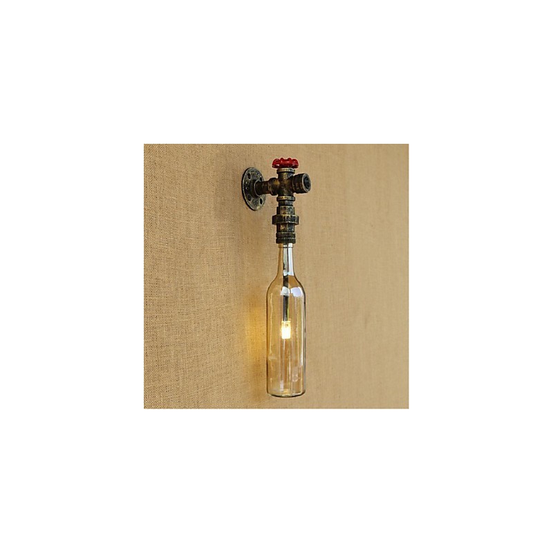 Applique da parete con interruttore, vetro ambra, bronzo, E27, 3 W
