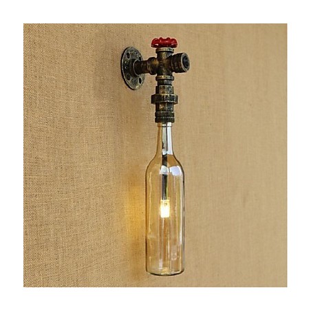 Applique da parete con interruttore, vetro ambra, bronzo, E27, 3 W