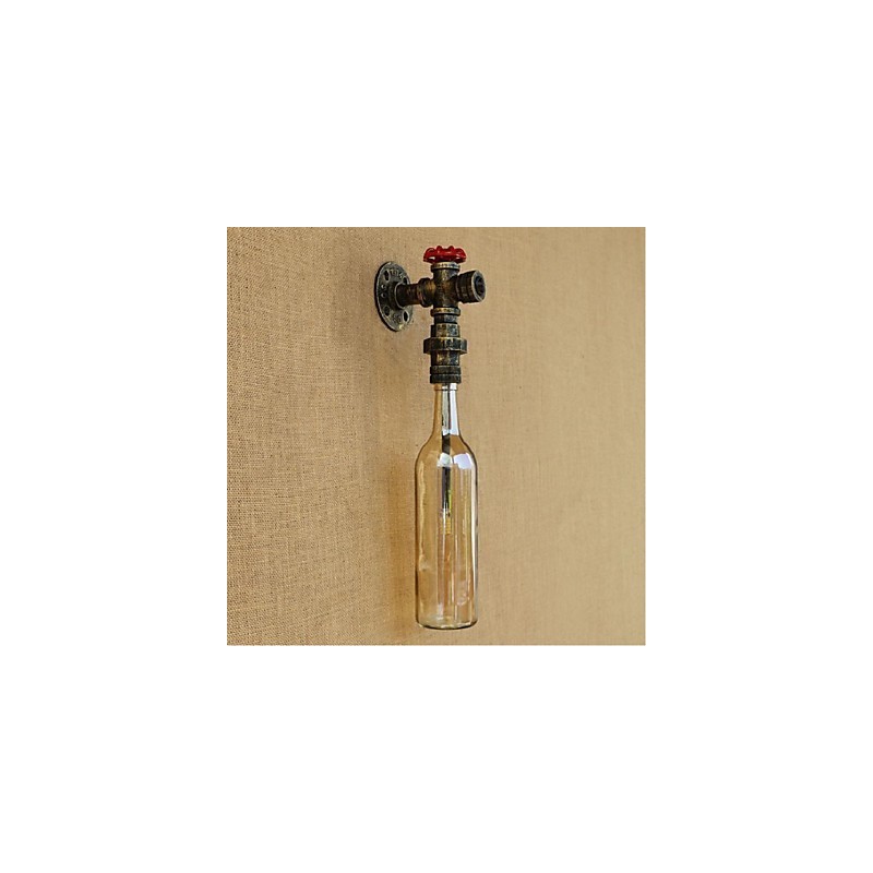 Applique da parete con interruttore, vetro ambra, bronzo, E27, 3 W