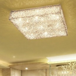 Plafoniera da incasso in metallo e cristallo argento, LED integrato, 42 cm