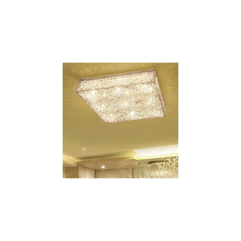 Plafoniera da incasso in metallo e cristallo argento, LED integrato, 42 cm