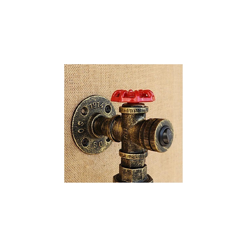 Applique da parete con interruttore a forma di bottiglia e tubo dell’acqua, bronzo, E27, 46 x 13 x 7,5 cm