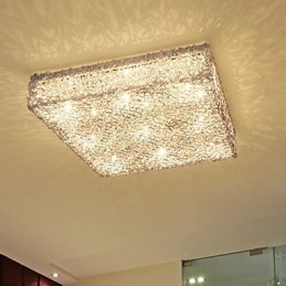 Plafoniera da incasso in metallo e cristallo argento, LED integrato, 42 cm