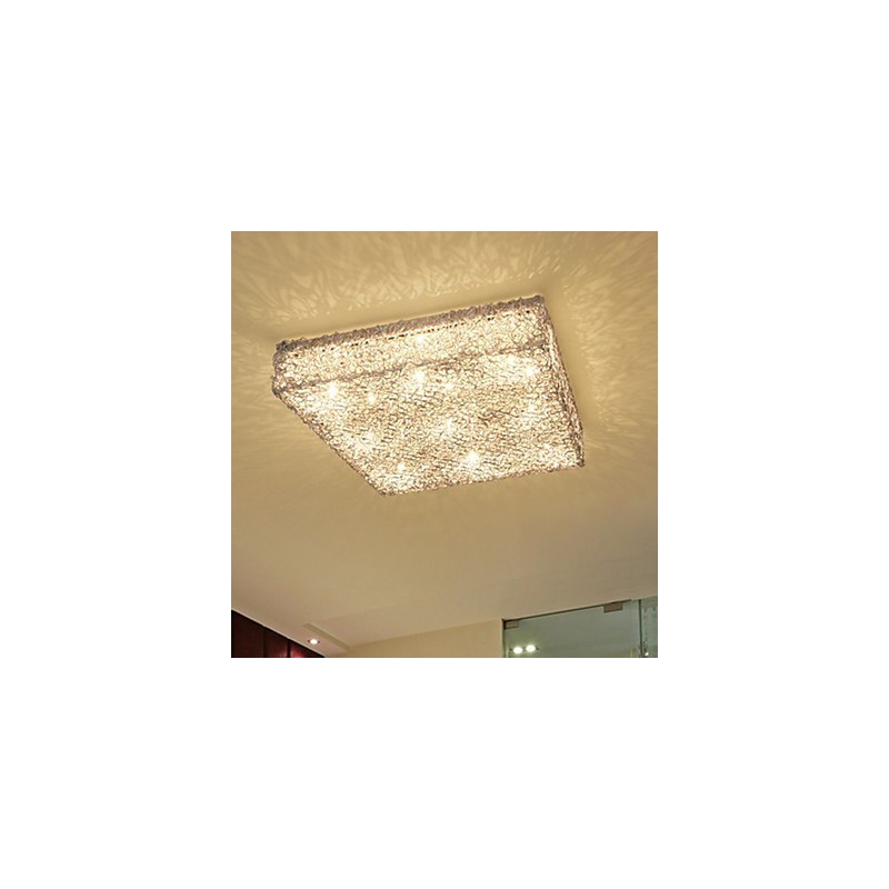 Plafoniera da incasso in metallo e cristallo argento, LED integrato, 42 cm