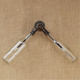 Applique da parete in vetro blu trasparente con bottiglia d'acqua, stile rustico