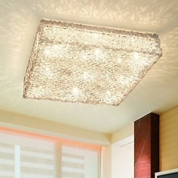 Plafoniera da incasso in metallo e cristallo argento, LED integrato, 42 cm