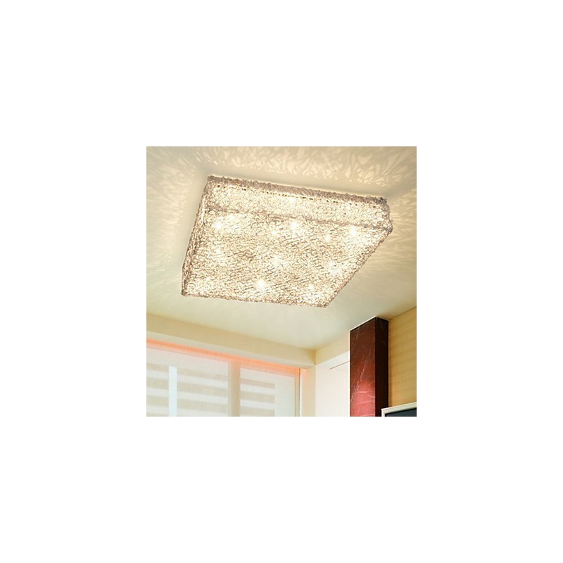 Plafoniera da incasso in metallo e cristallo argento, LED integrato, 42 cm