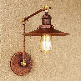 Applique da parete industriale retrò a braccio lungo pieghevole retrattile, ottone antico