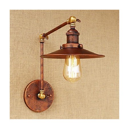 Applique da parete industriale retrò a braccio lungo pieghevole retrattile, ottone antico