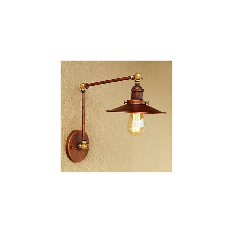 Applique da parete industriale retrò a braccio lungo pieghevole retrattile, ottone antico