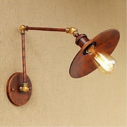 Applique da parete industriale retrò a braccio lungo pieghevole retrattile, ottone antico