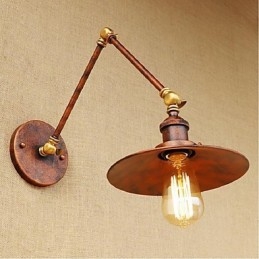 Applique da parete industriale retrò a braccio lungo pieghevole retrattile, ottone antico