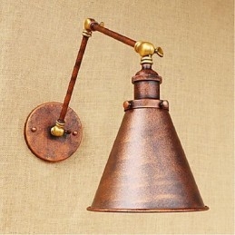 Applique da parete rustica retrò a braccio lungo pieghevole e retrattile, ottone antico