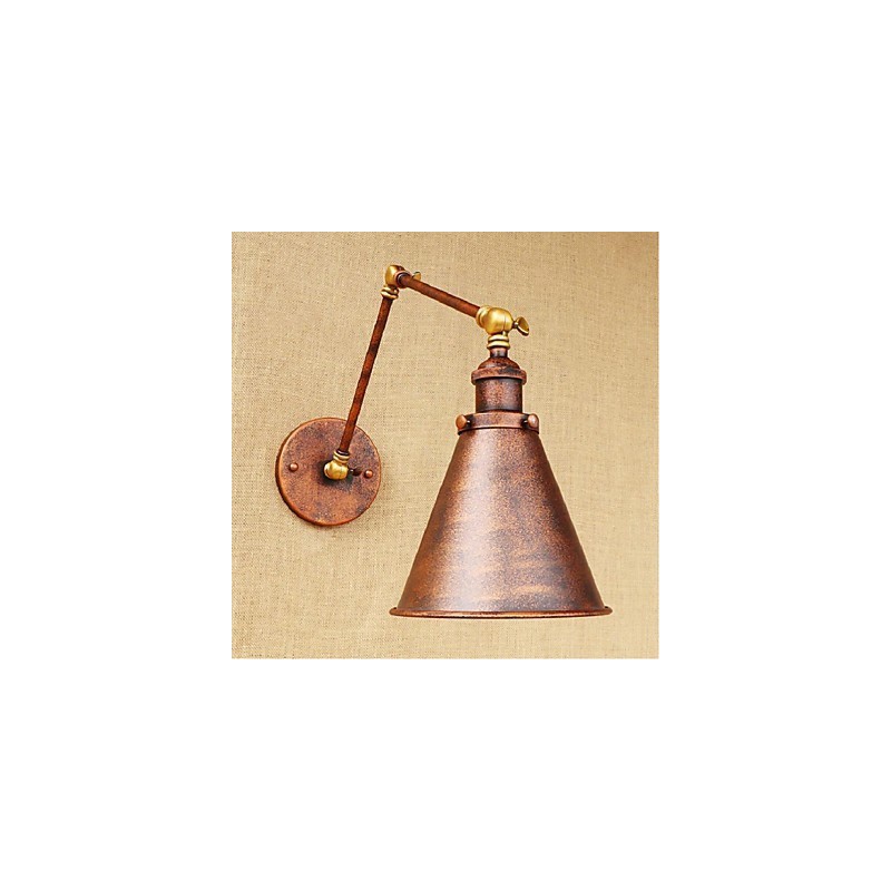Applique da parete rustica retrò a braccio lungo pieghevole e retrattile, ottone antico