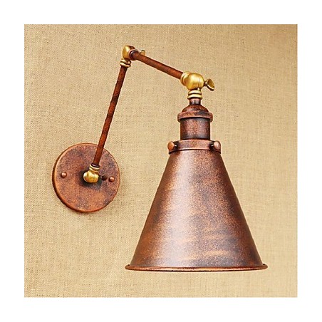 Applique da parete rustica retrò a braccio lungo pieghevole e retrattile, ottone antico