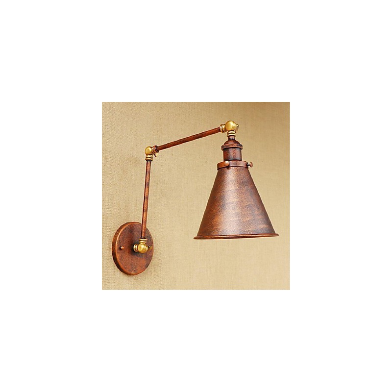 Applique da parete rustica retrò a braccio lungo pieghevole e retrattile, ottone antico
