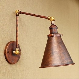 Applique da parete rustica retrò a braccio lungo pieghevole e retrattile, ottone antico