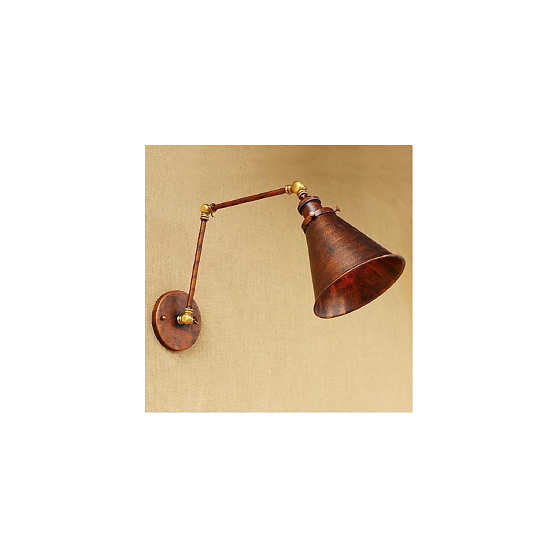 Applique da parete rustica retrò a braccio lungo pieghevole e retrattile, ottone antico