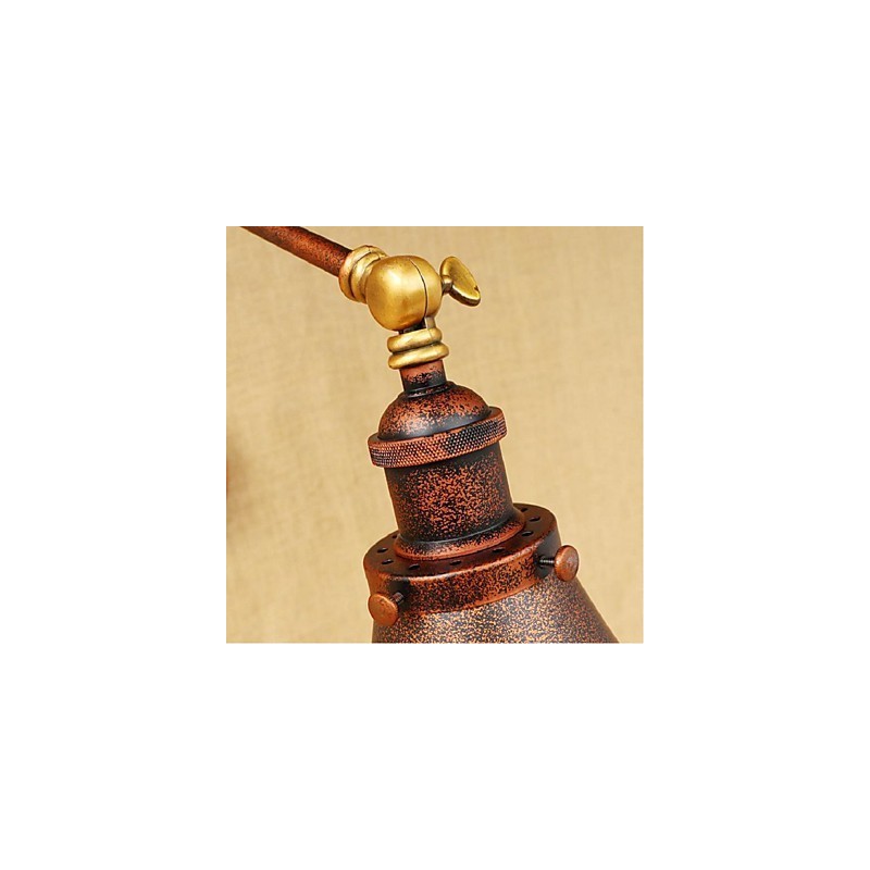 Applique da parete rustica retrò a braccio lungo pieghevole e retrattile, ottone antico