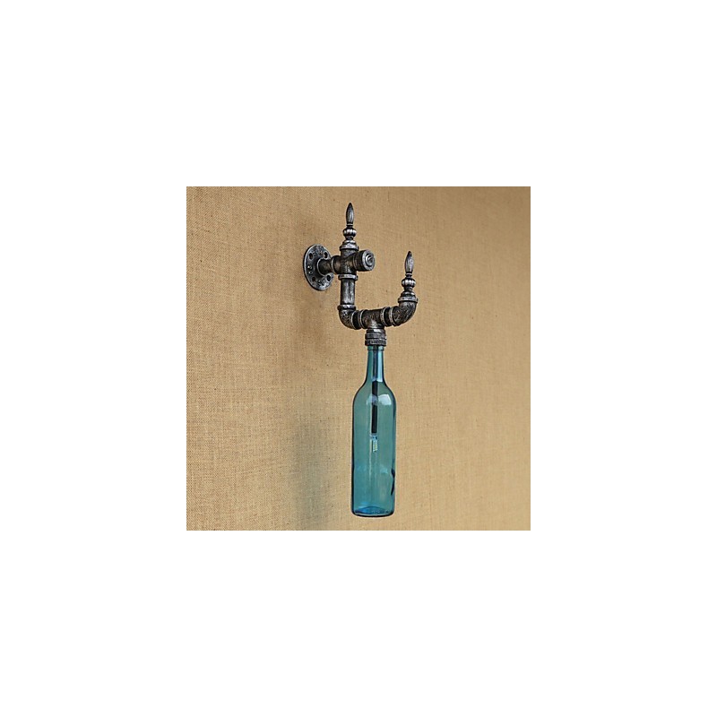Applique da parete retrò rustica in vetro e metallo E27 40W