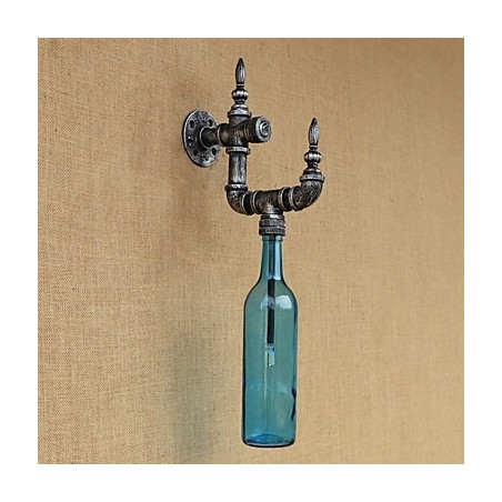 Applique da parete retrò rustica in vetro e metallo E27 40W