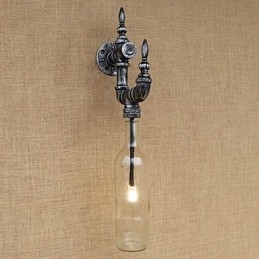 Applique da parete retrò rustica in vetro e metallo E27 40W