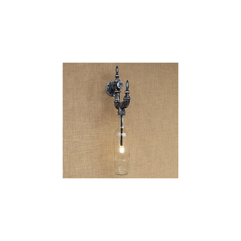 Applique da parete retrò rustica in vetro e metallo E27 40W