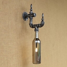 Applique da parete retrò rustica in vetro e metallo E27 40W