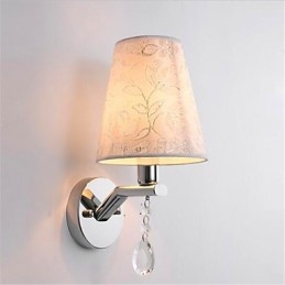 Applique da parete moderna in argento con cristalli e lampadina LED E14