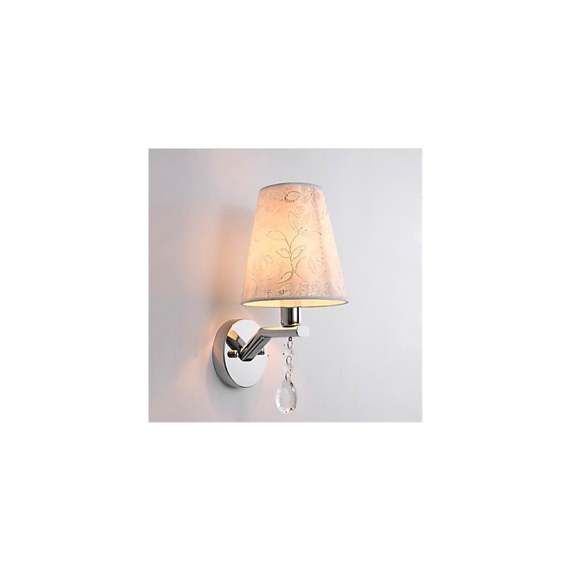 Applique da parete moderna in argento con cristalli e lampadina LED E14