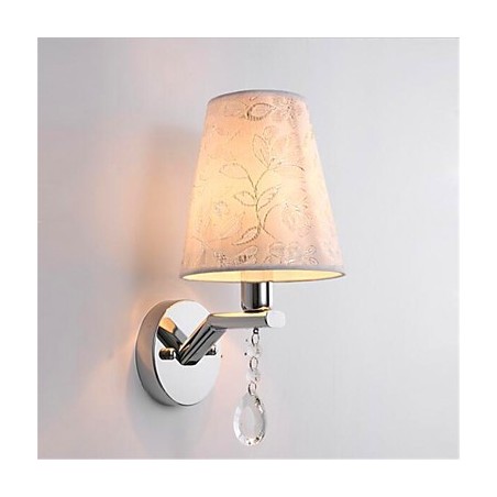 Applique da parete moderna in argento con cristalli e lampadina LED E14
