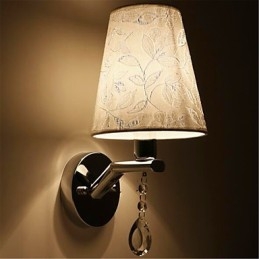 Applique da parete moderna in argento con cristalli e lampadina LED E14