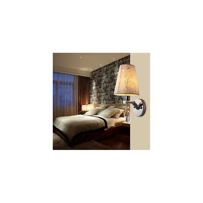 Applique da parete moderna in argento con cristalli e lampadina LED E14
