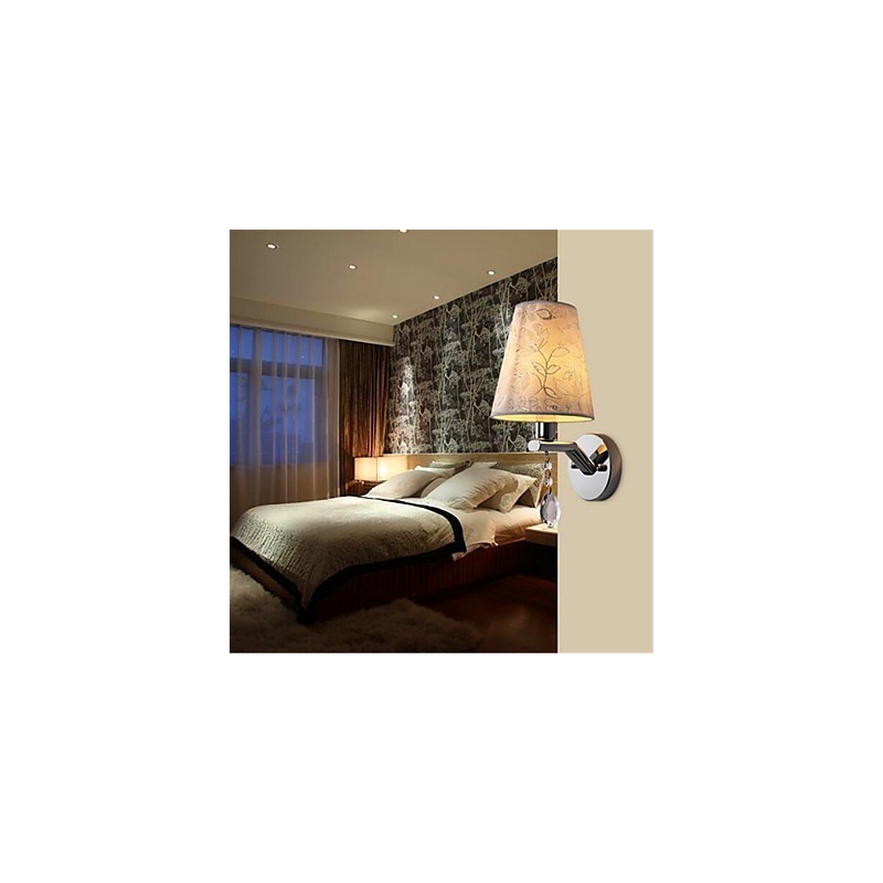 Applique da parete moderna in argento con cristalli e lampadina LED E14
