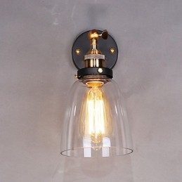 Applique da parete industriale Edison in vetro con base in metallo