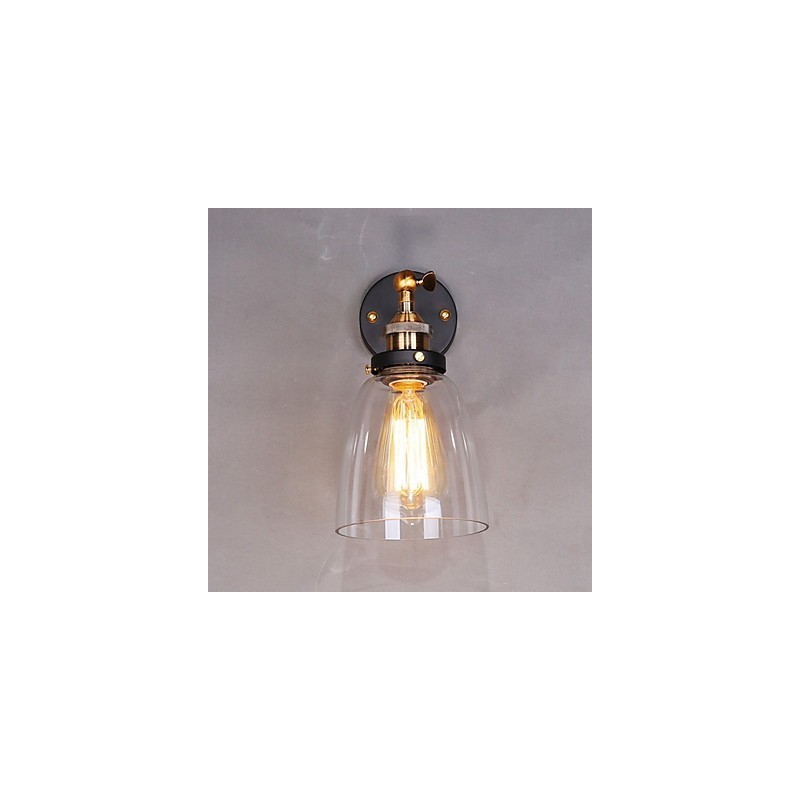 Applique da parete industriale Edison in vetro con base in metallo