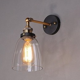 Applique da parete industriale Edison in vetro con base in metallo