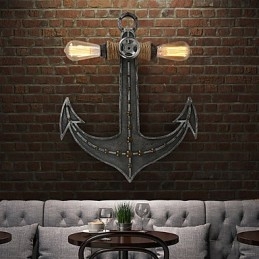Applique da parete vintage a forma di ancora in legno per bar e ristoranti