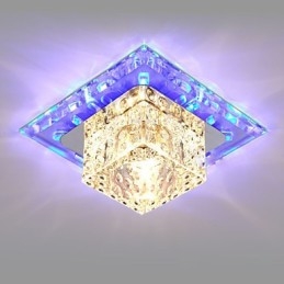 Plafoniera a filo in cristallo 3W con 3 lampadine, luce colorata, quadrata
