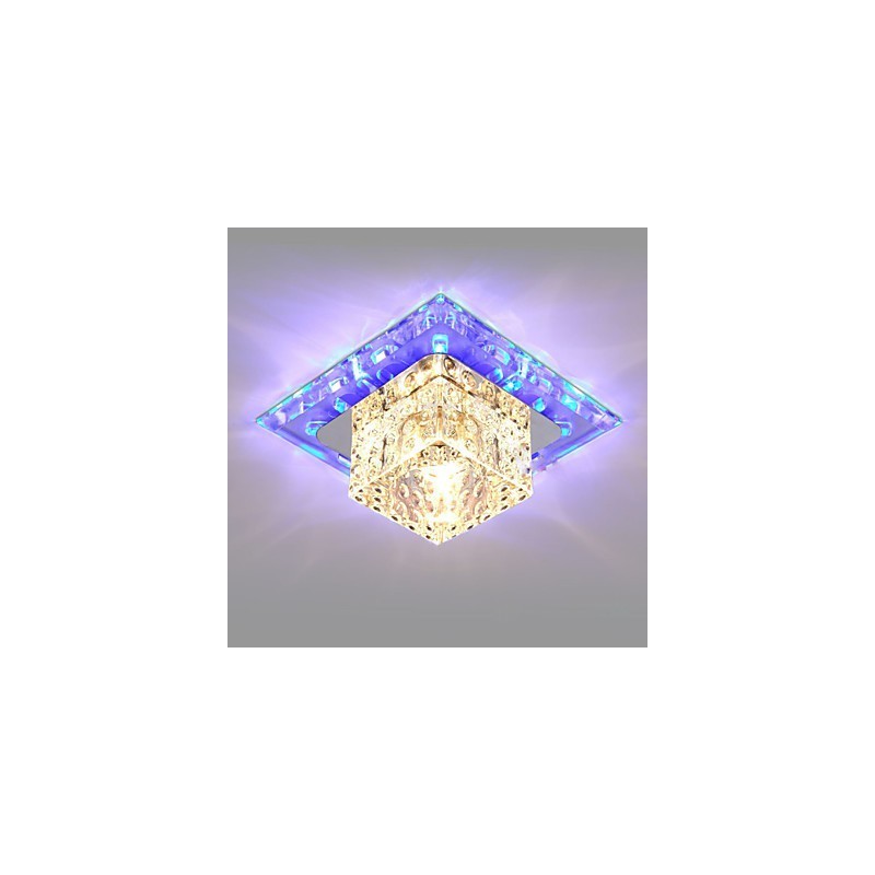 Plafoniera a filo in cristallo 3W con 3 lampadine, luce colorata, quadrata