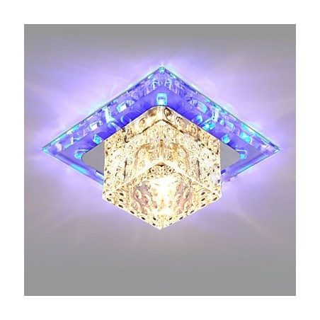 Plafoniera a filo in cristallo 3W con 3 lampadine, luce colorata, quadrata
