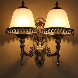 Applique da parete mini moderna contemporanea rustica, 2 lampadine E26/E27